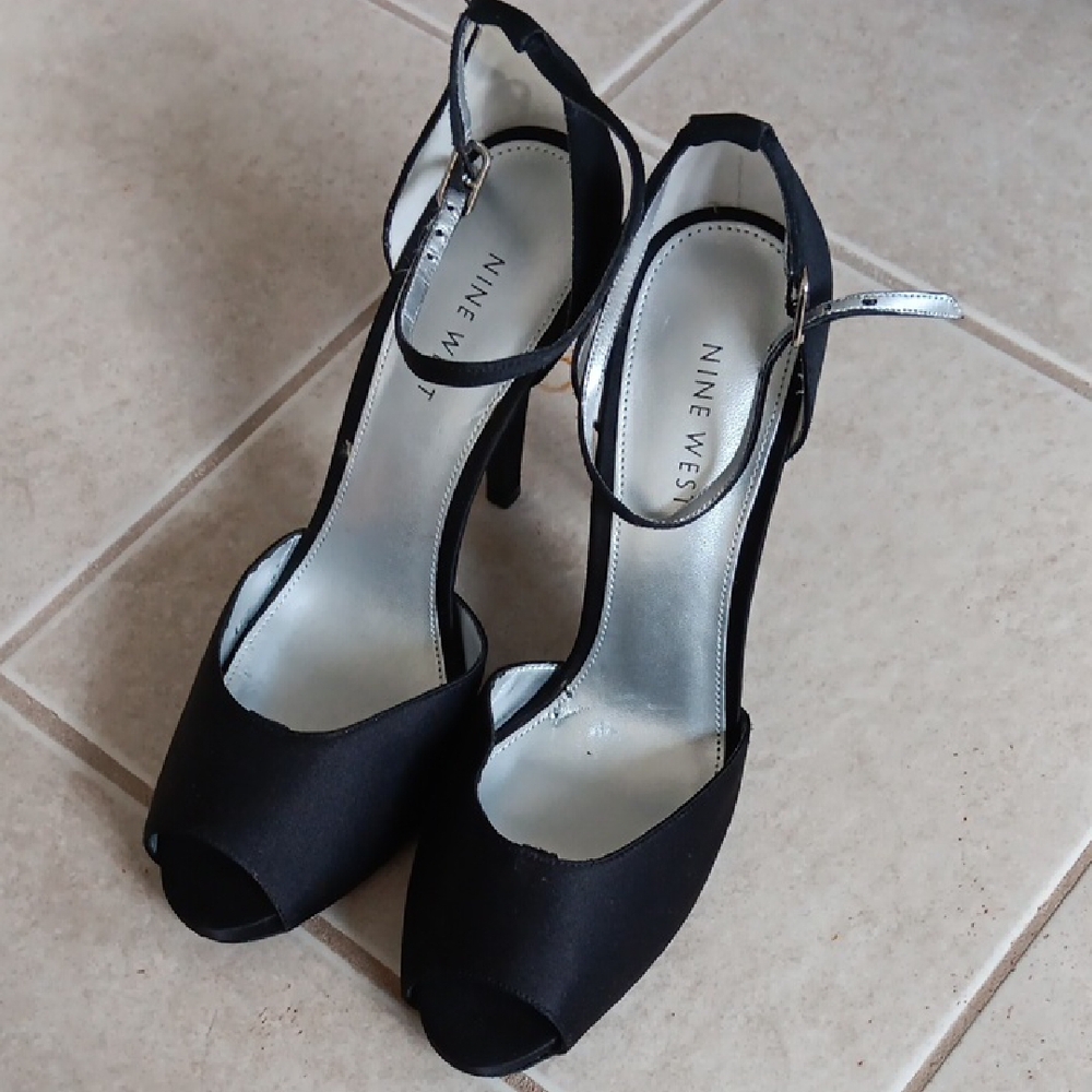 Nine West Black Satin Women's Heels